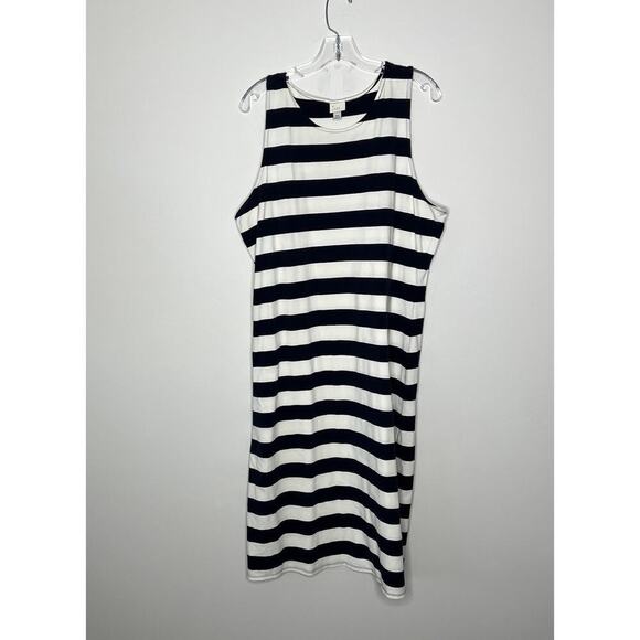 A New Day Dress Womens XXL Blue White Stripe Midi Nautical - Picture 2 of 9